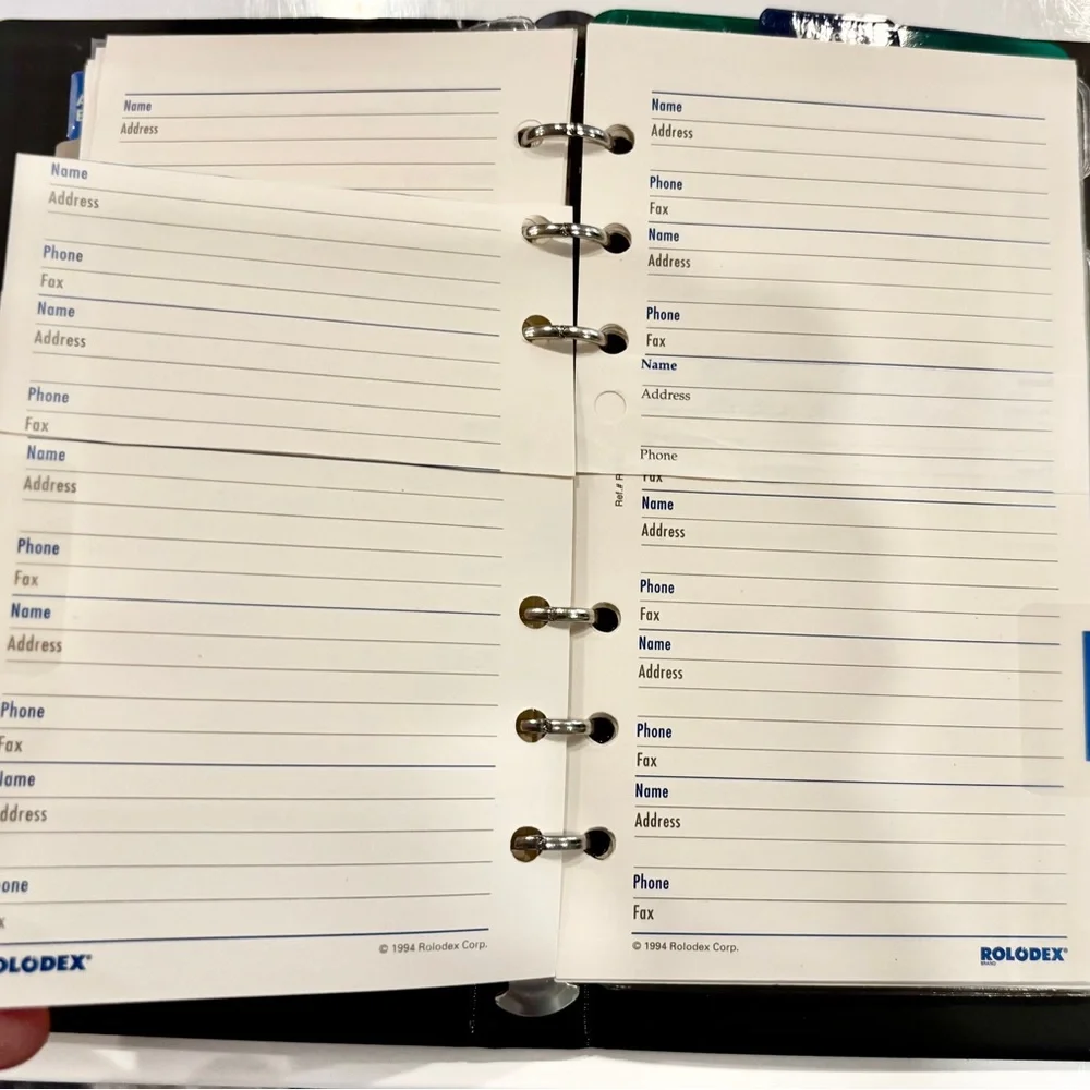 Vintage Personal Organizer in 6 Ring Binder and Faux Black Leather Cover